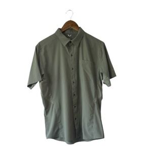 Kuhl Green Button Down Collar Short Sleeve Thin Lightweight Active Hiking Medium